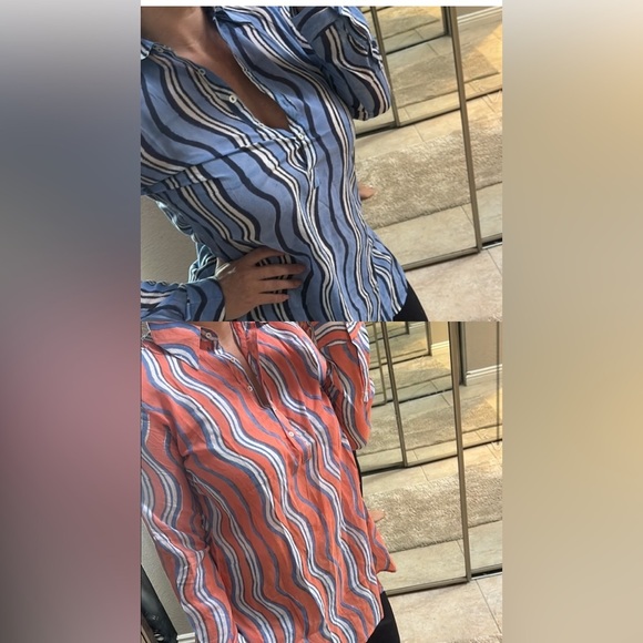 Oliphant Striped Coral and Blue tunic - Picture 2 of 9